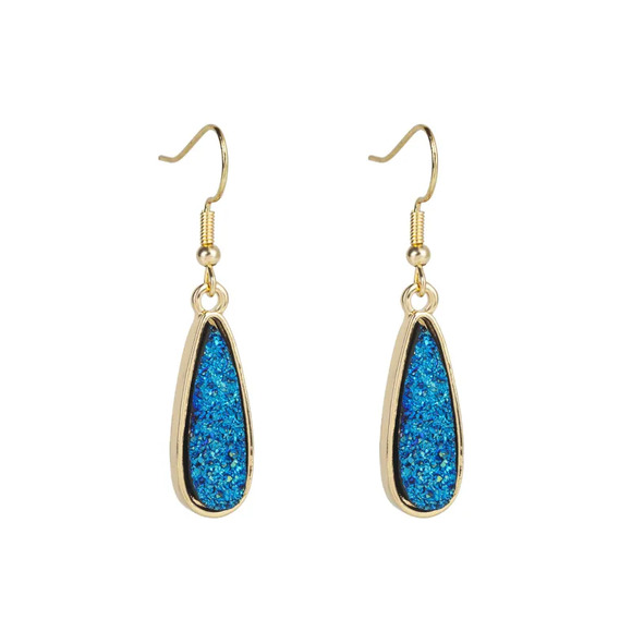 Dark Blue Water Droplets Drop Earrings - Picture 1 of 3